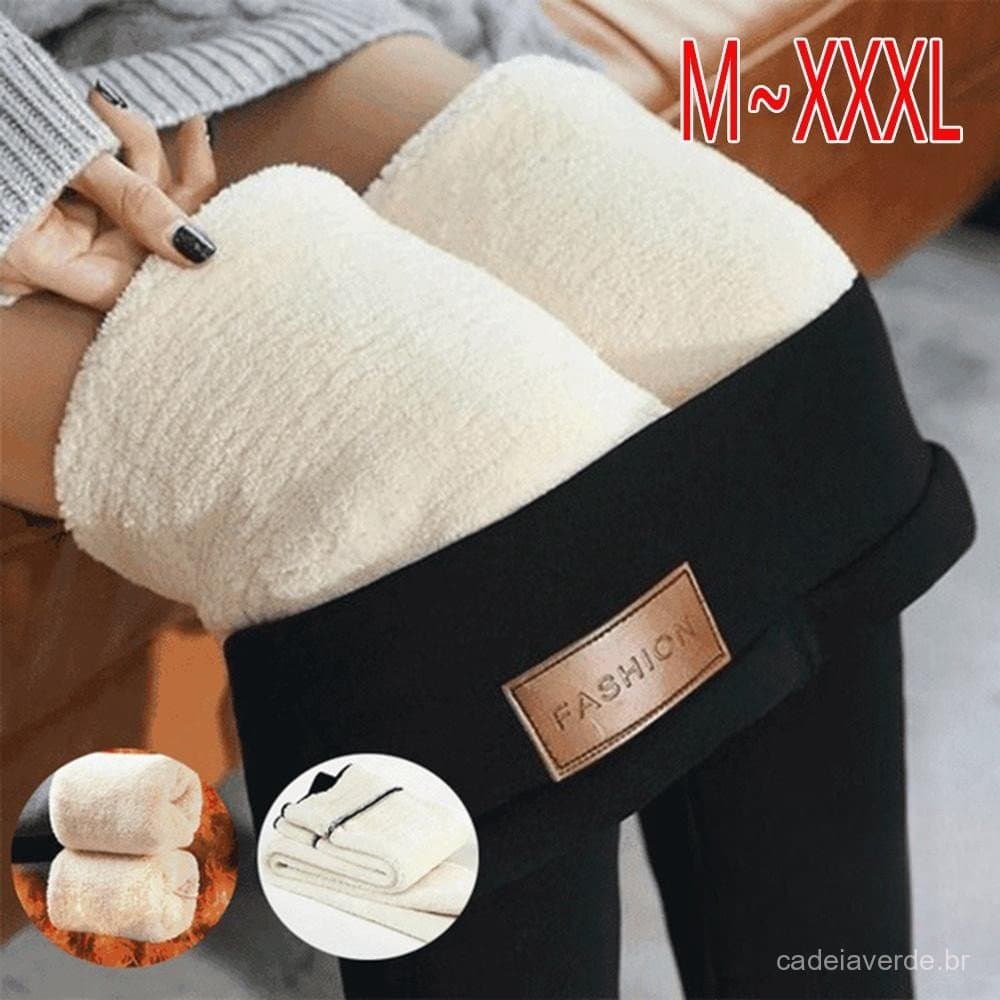 Calça legging feminina forrada com lã cintura alta