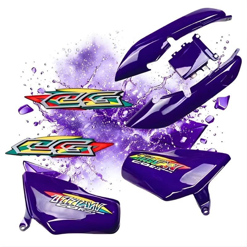 Carenagem Tampa Lateral (par) + Rabeta Titan 125 98 99 Roxo + Adesivos Com Brilho Envernizado