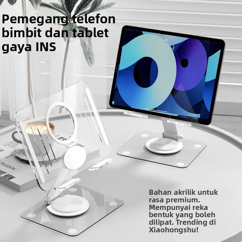 Desktop preguiçoso transparente acrílico Tablet suporte rotativo quadro de suporte dobrável ajustável adequado suporte d