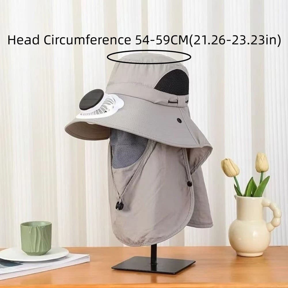 Chapéu De Ventilador Recarregável Solar KIDST , Com Capa Facial Proteção Para Pesca De Longa Duração , Ajustável