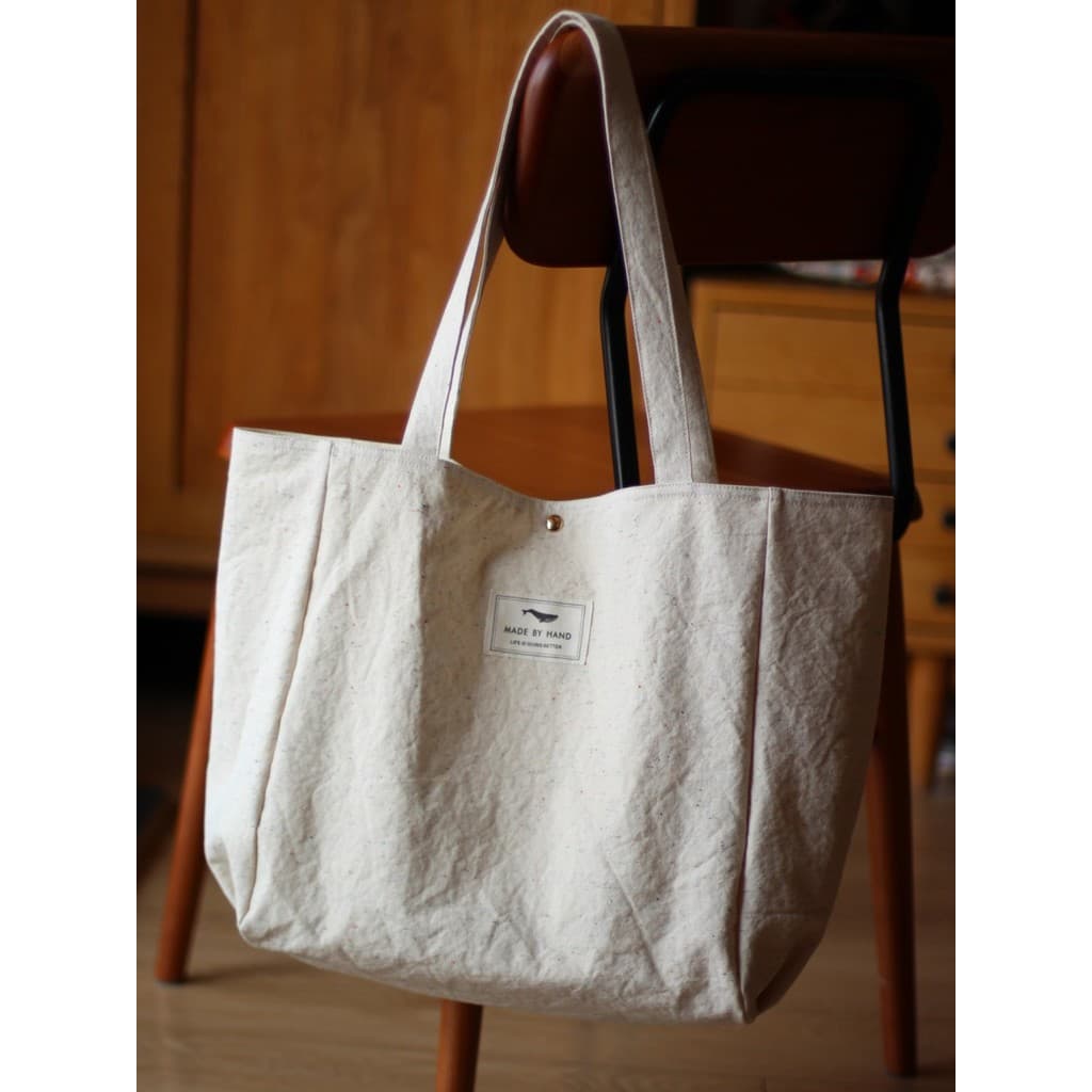 Campo de trigo impressão literária de um ombro grande saco liso branco estilo japonês Mori minimalista Casual saco de pa