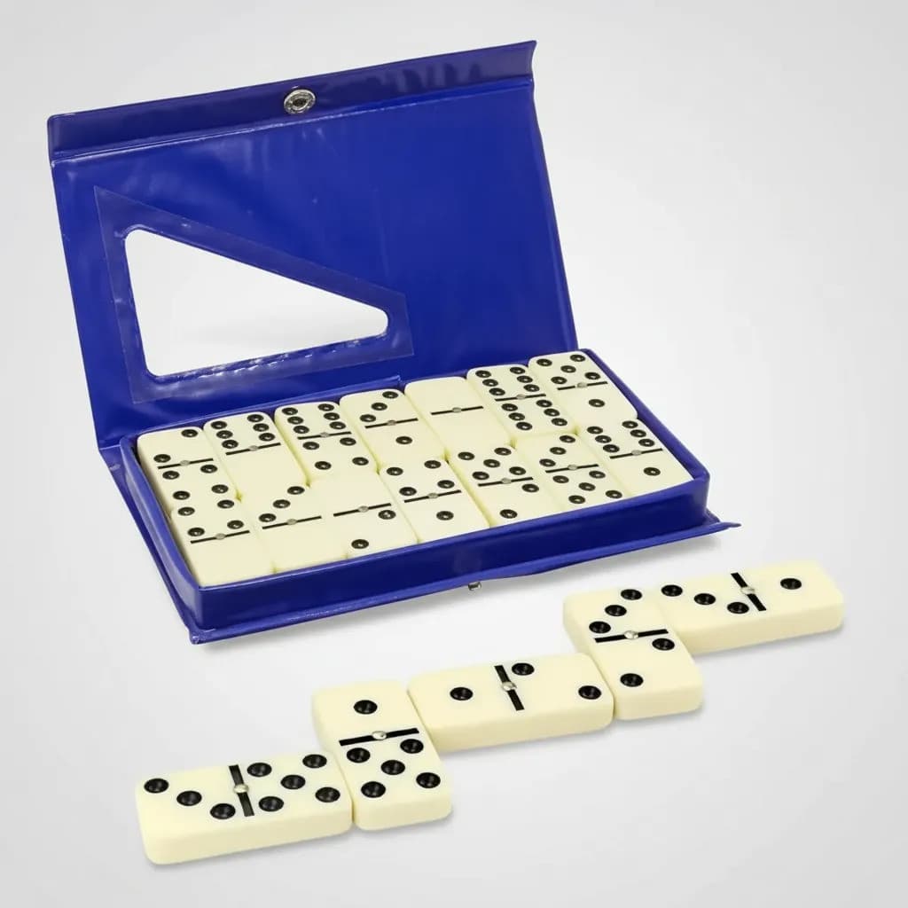 Jogo De Dominó Profissional Resina Branco 28 Peças C/ Estojo