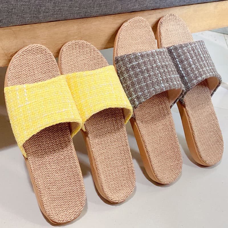 Novos chinelos de linho feminino verão casal casa interior de sola grossa sandálias antiderrapantes chinelos masculinos