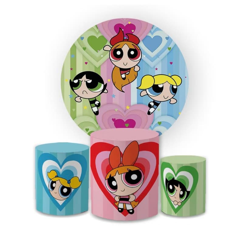 Trio Capas Cilindro + Painel Veste Fácil Tema Desenho Meninas Super Poderosas | Entrega turbo