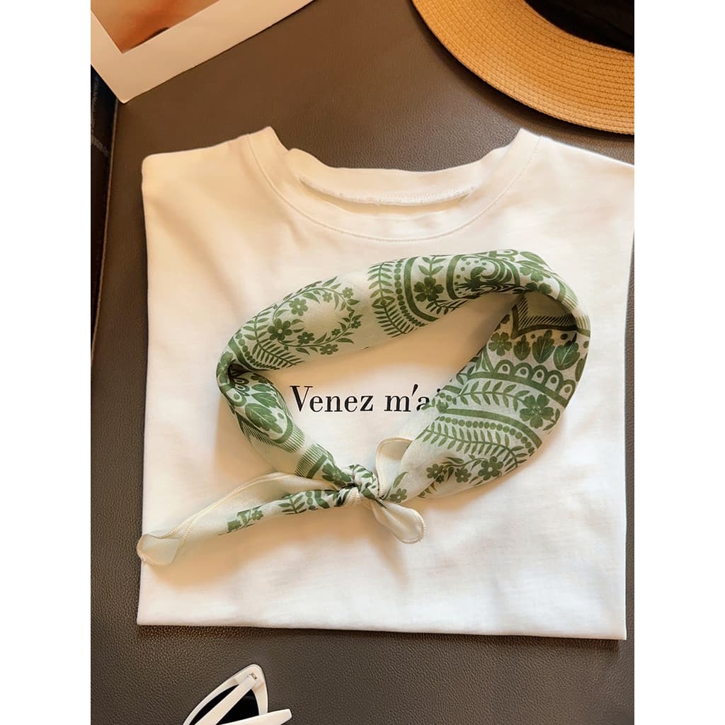Lenço de linho de algodão estampado estilo Pastoral rico em camadas lenço pequeno coberto de cabeça lenço quadrado femin