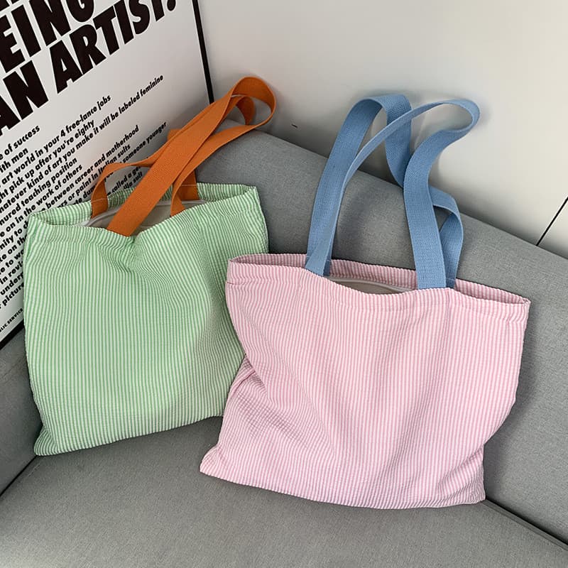 Listrado japonês bolsa de lona feminina 2026 novo estilo bolsa de ombro estudante portátil bolsa de lona All-Match compr