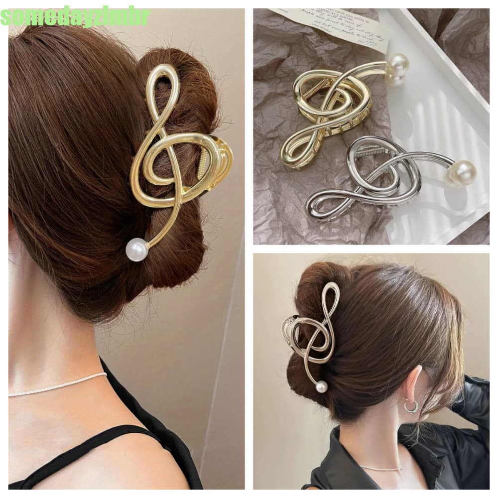 SOMEDAYZL0M Garra De Cabelo Com Nota Musical , Grampo De Liga De Zinco Clave De Pérola Joias Vintage