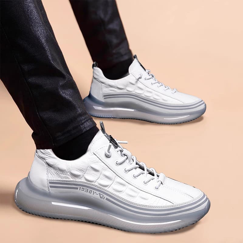 Sapatos de couro masculinos casuais 2025 novo estilo outono inverno novo estilo sapatos da moda tênis pipoca padrão croc