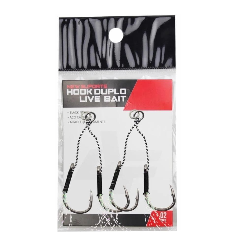 Anzol Albatroz Suporte Hook Duplo New Live Bait 1/0