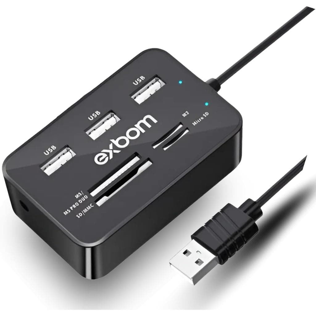 Leitor de Cartão de Memória SD Pro Duo MMC MSD Hub 3 Portas