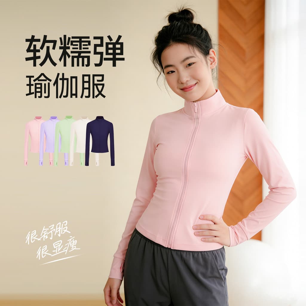 Primavera outono novo estilo de Fitness menina gola alta Yoga Wear jaqueta correndo Pilates treinamento mais magro olhar