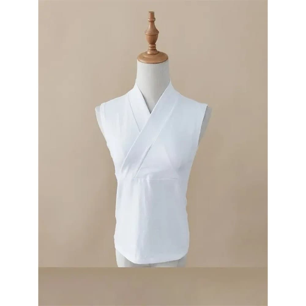 Colete sem mangas novo estilo Hanfu forro retrô gola feminina gola cruzada gola cruzada cardigã Diagonal Top melhorado c