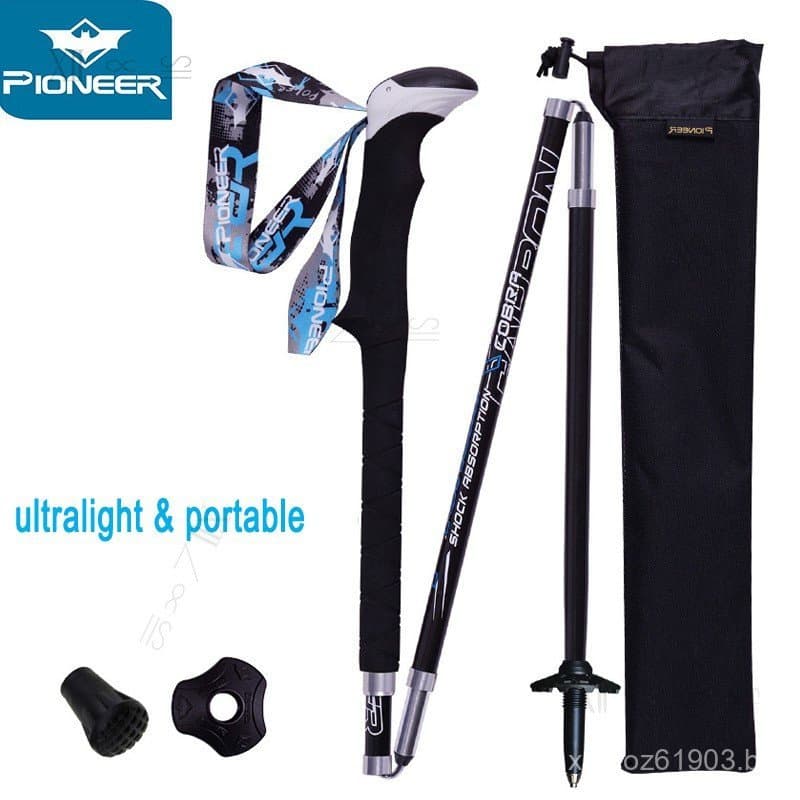 Bastão de Caminhada Dobrável em Fibra de Carbono Ultralight Colapsável para Trilhas