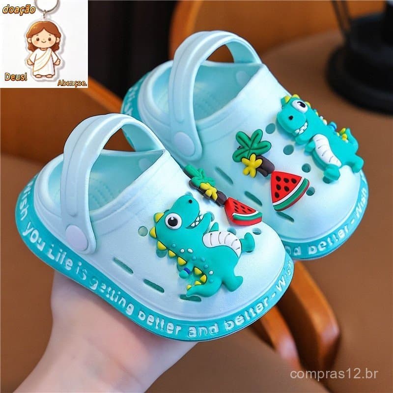 Chinelos de Dinossauro Chinelos de Verão Feminino Desenho Animado Feminino Fofo Infantil Fofo Meninos Baotou Sapatos de