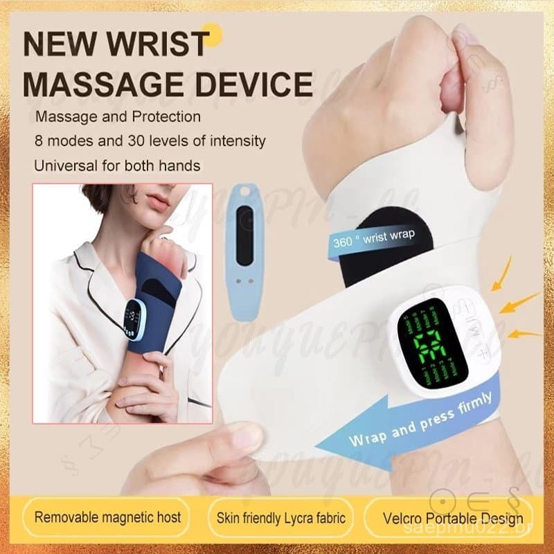 Massageador de Pulso Sem Fio Recarregável por USB com Suporte para Alívio da Fadiga do Túnel Cárpico para Casa e Escritó