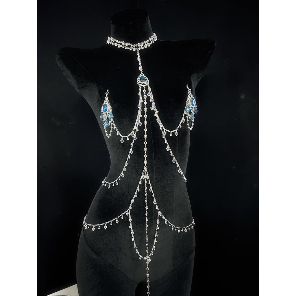 Desejo pêssego feito à mão Design indústria pesada luxo cheio de diamante borla pingente colar corrente corporal