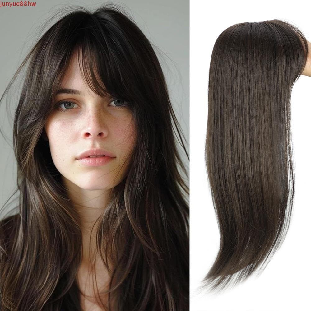 JUNYUE Toppers De Cabelo Sintético , Extensões Ombre Topper Com Franja , Reto