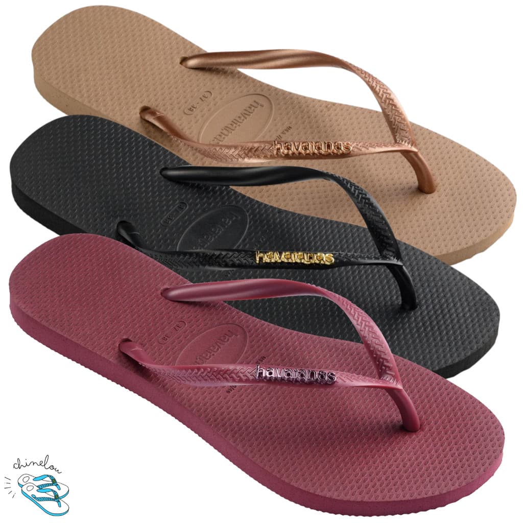 Sandalia Chinelo Havaianas Slim Logo Metallic Feminina Classica Adulto Original