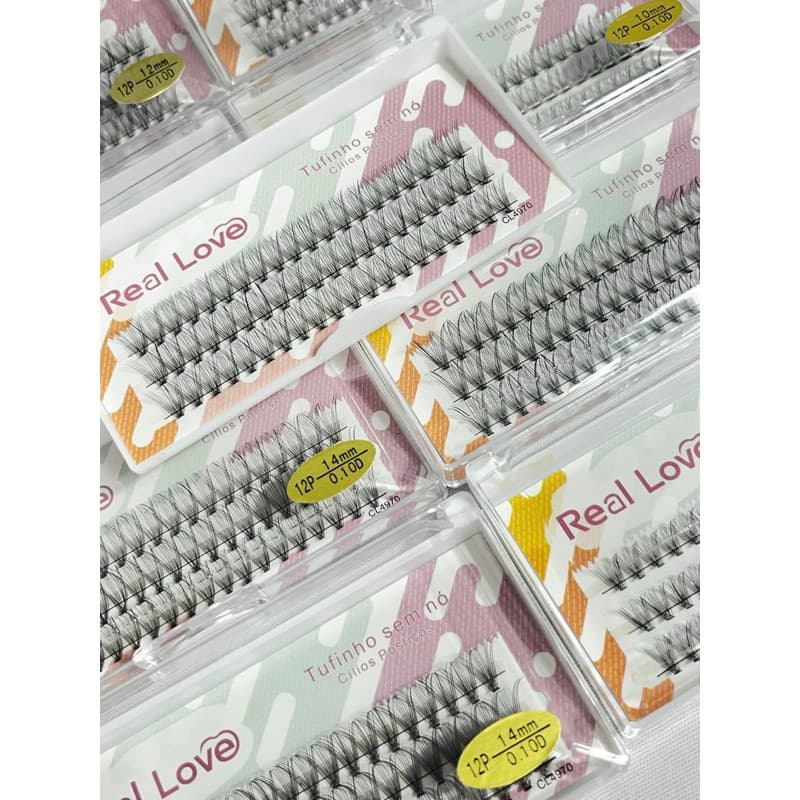 Cílios Tufos 12 pelos Real love- Extensão / curvatura D