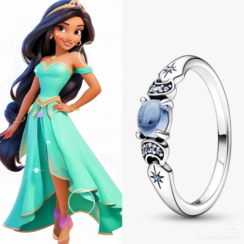 Anel de Coroa Rosa da Princesa Rapunzel da Disney, Material em Prata S925, Anel Feminino E6VV 9B0R OGMV