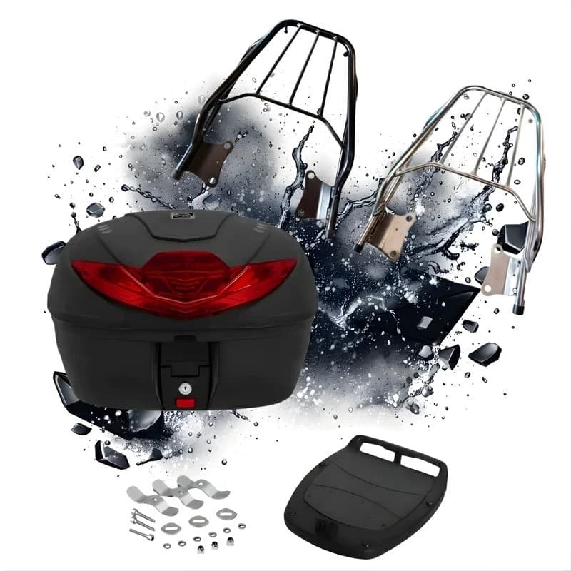 Bagageiro Factor 125 + Baú Bauleto 35 litros 2009 2010 2011 2012 2013 2014 2015 Pro Tork Original