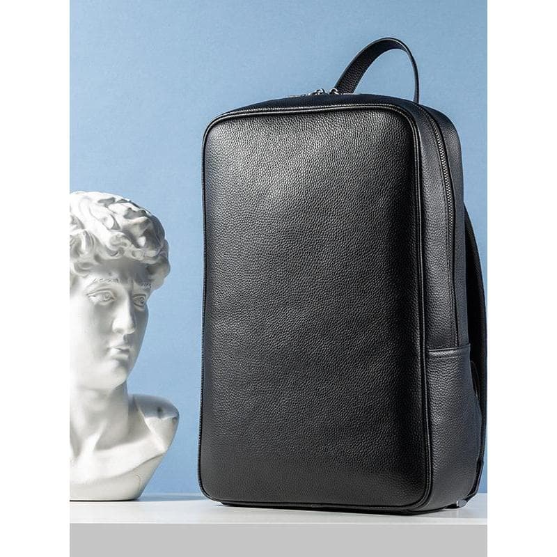 Nova simples mochila masculina de couro genuíno moda na moda estilo fino saco primeira camada de couro Casual Commuter s