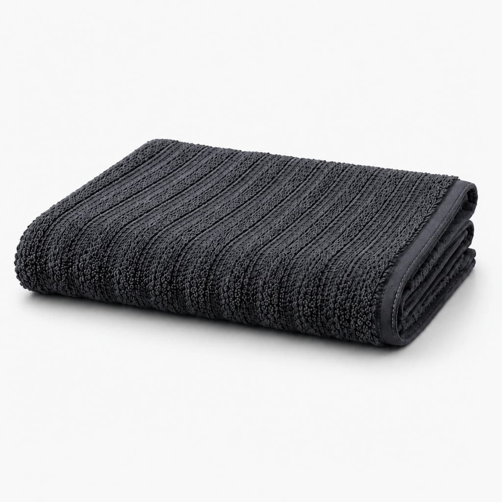 Toalha De Rosto Preto Canelada Macia Alta Absorção Penteado Algodão 35x74Casa Salão Banheiro Enxoval