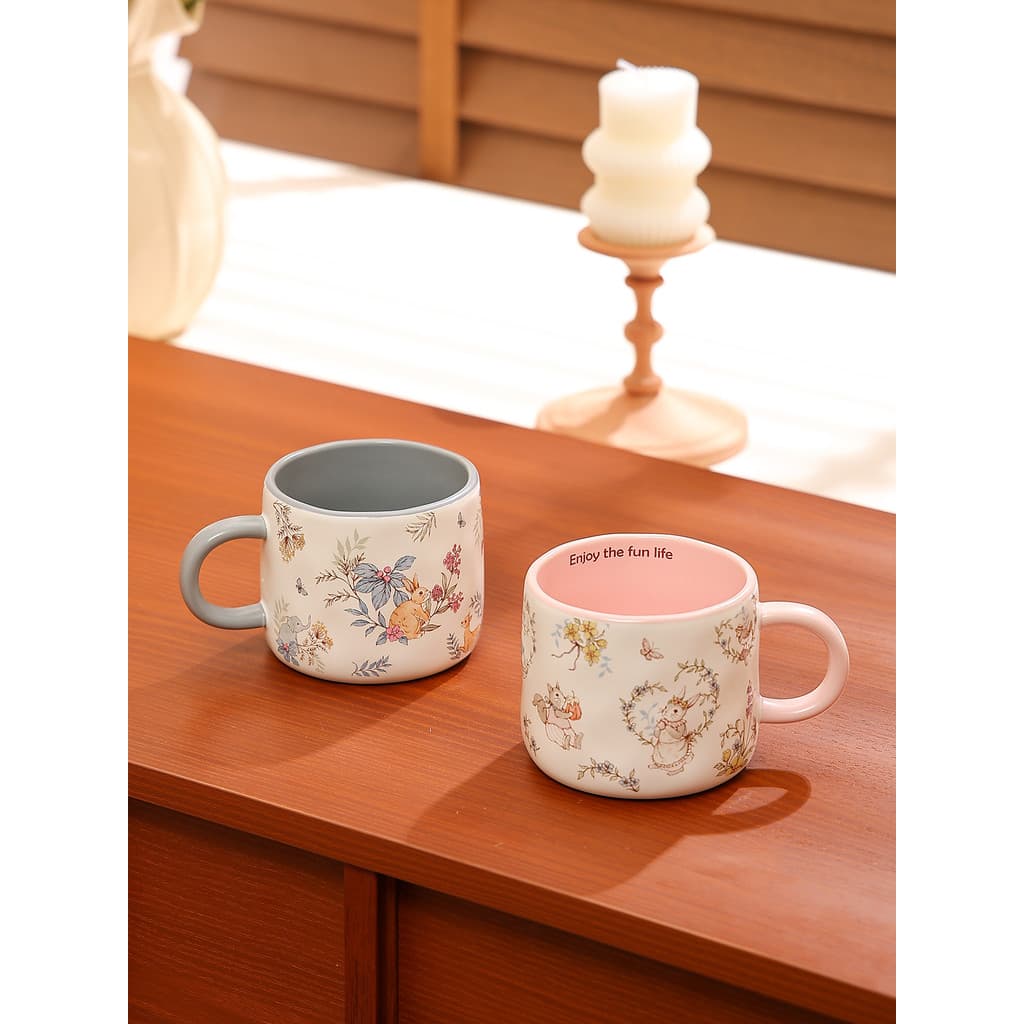 Caneca Mori fofa, copo de cerâmica, copo para beber doméstico, criativo, amassado à mão, xícara de café, menina, café da