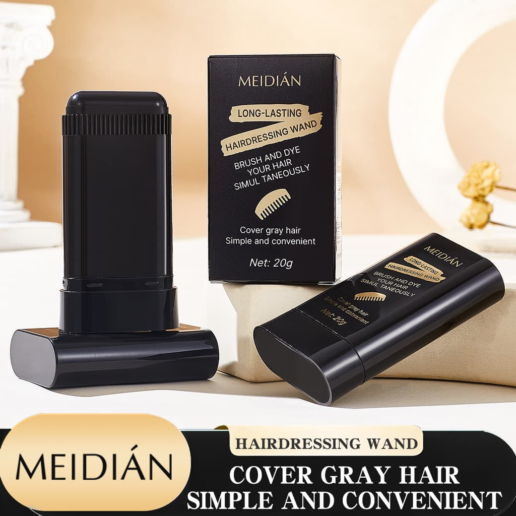 Tintura De Cabelo Em Bastão Para Cobrir Cabelos Grisalhos , Preta De Um Traço , Retoque Descartável De Curto Prazo