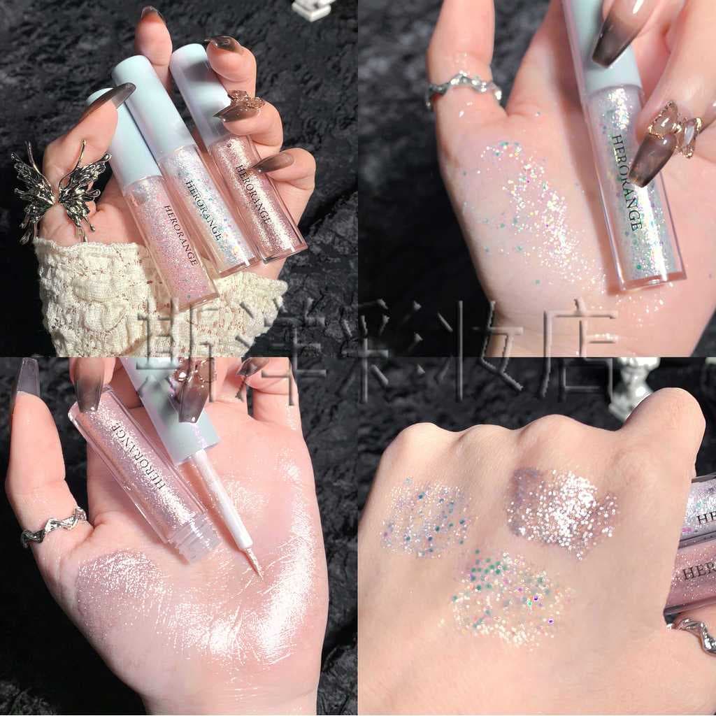 Sombra líquida brilhante iluminando deitado bicho da seda caneta perolado superfino brilhante lantejoulas uma gota lágri