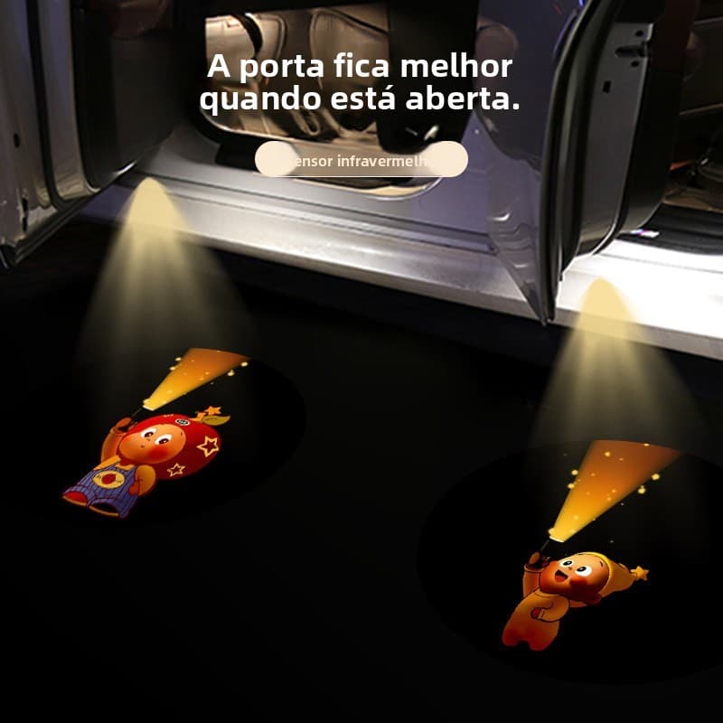 Bonito estrela dos desenhos animados porta Sensor de boas-vindas luz projeção carro veículo elétrico Universal atmosfera