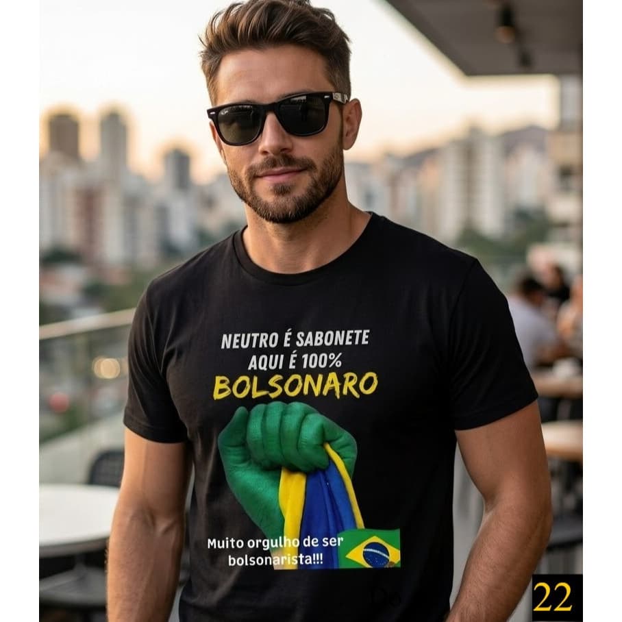 Camiseta Bolsonaro  MÃO Unissex 100% Algodão Estampa Exclusiva Envio Rápido Direita 22