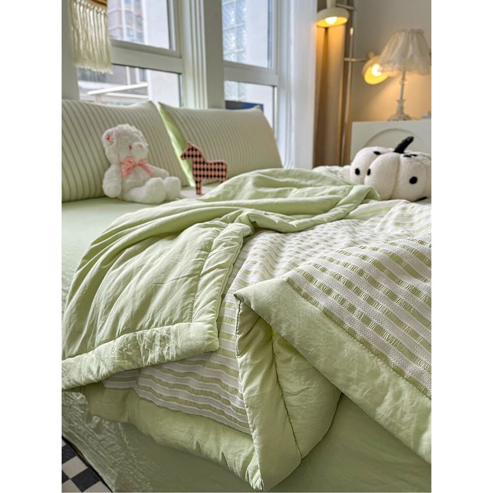 Jacquard Soy Summer Cool Quilt Conjunto de quatro peças Lavável Algodão Ar Condicionado Colcha Fina Não Algodão Puro Col