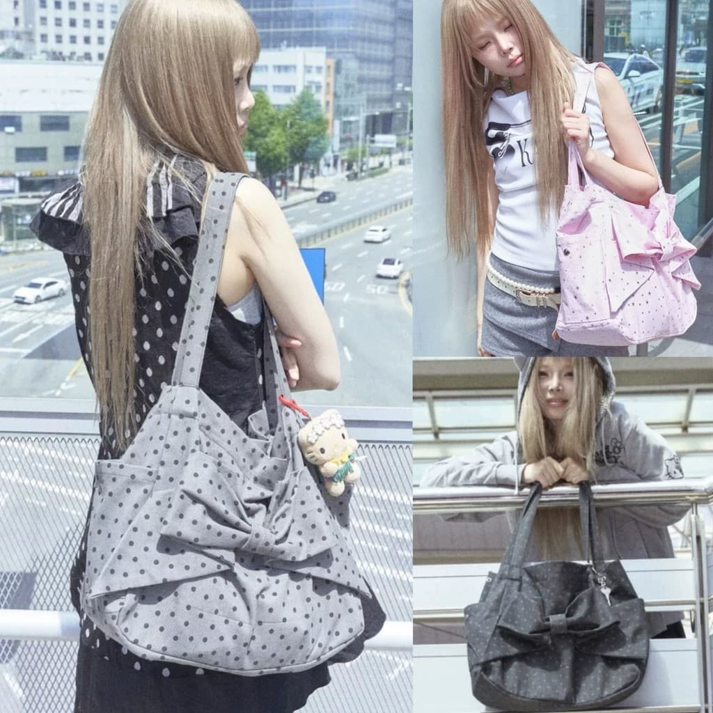 Coreano autêntico pincunomaru plissado arco Multi-bolso sacola grande capacidade bolsa de ombro bolsa de computador