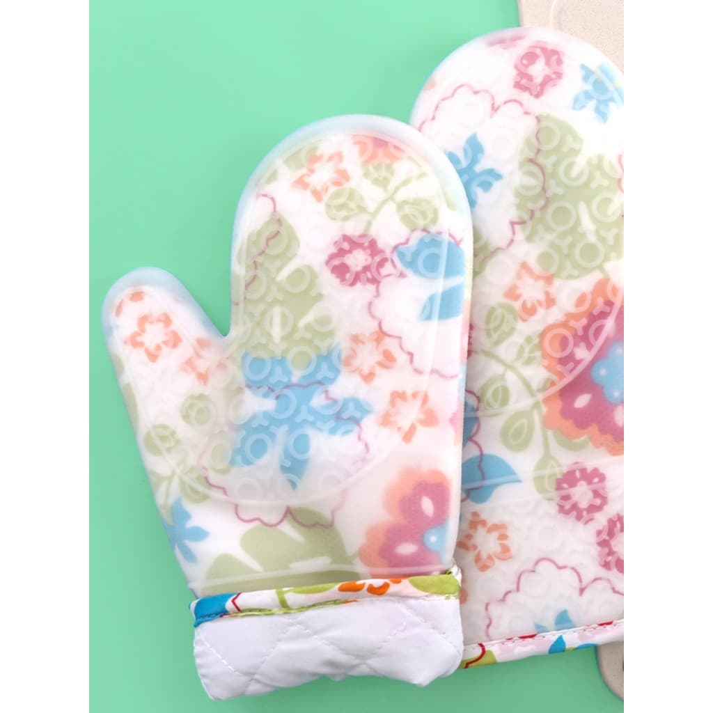 Luvas de Silicone em estoque pronto, algodão espesso, camada dupla, isolamento térmico, forno de micro-ondas, cozimento,