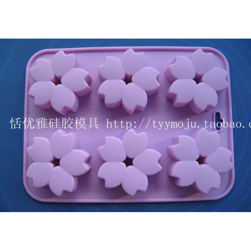 Frete grátis 6 buracos oco flor de cerejeira molde de bolo de Silicone molde de Chocolate cozimento fácil liberação mold