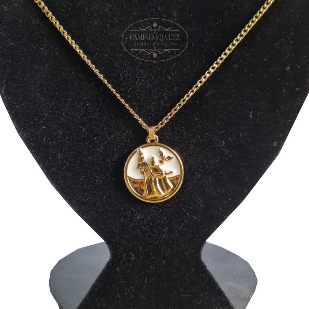 Kit Pingente Oxalá Banhado a Ouro 18k Umbanda Candomblé + Corrente 60cm