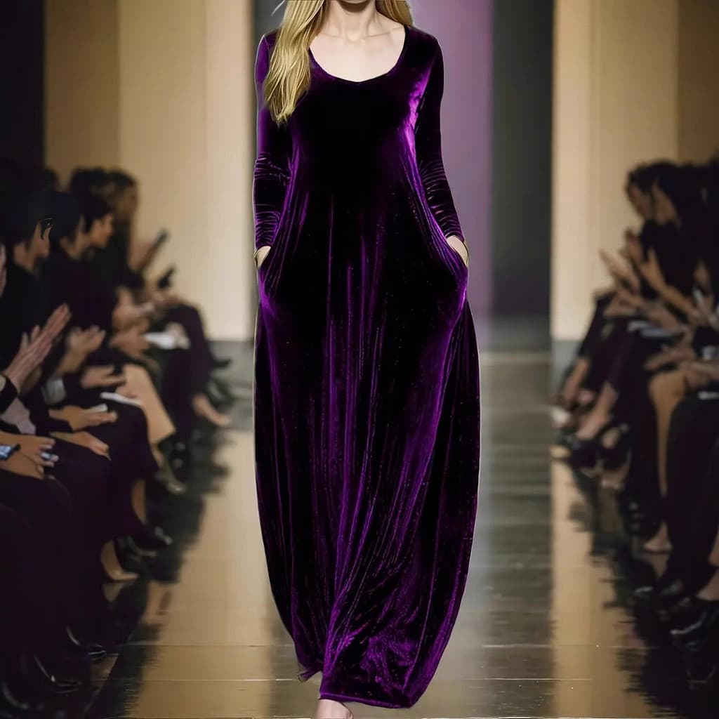 2026 estilo suave outono inverno vestido de veludo dourado em torno do pescoço manga longa grande balanço elegante vesti