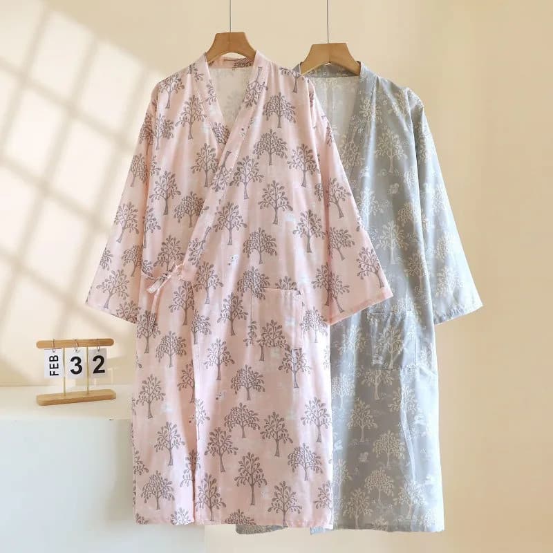 2026 Japonês Primavera/Verão Novo Casal Quimono Roupão De Dormir 100 % Algodão Gaze Suor Masculino E Feminino Vapor Robe