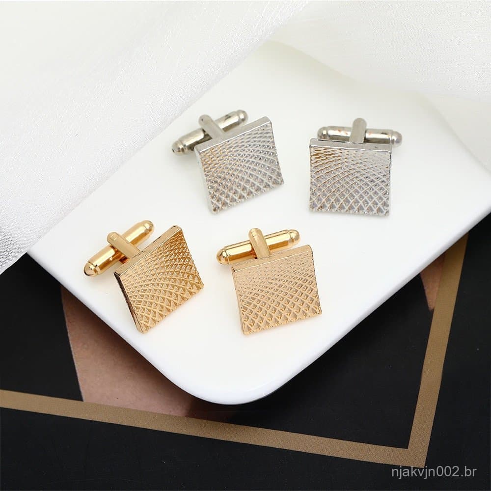 Moda Masculina Listra Geométrica Abotoaduras Ouro Prata Liga Negócios Casamento Causal Manga Studs