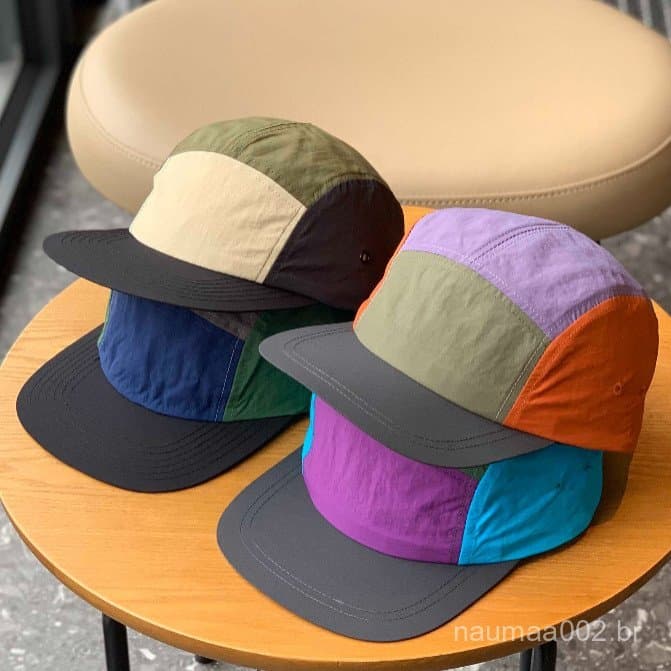 Boné Masculino e Feminino Vintage Five Panel Liso com Malha Ideal para Corrida Acampamento Uso Diário Estilo Streetwear