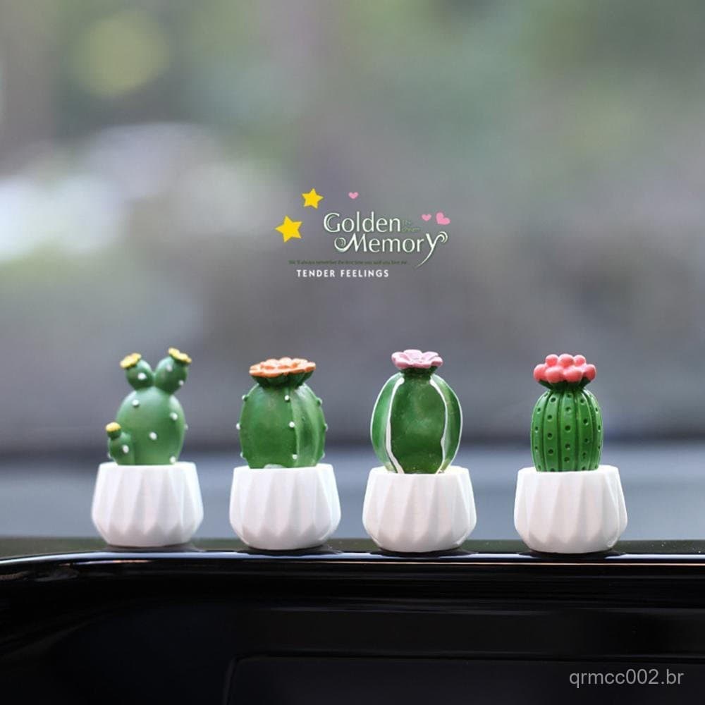 TKEY Decoração De Carro Mini Resina Simulação Cacto Suculento Para Escritório Em Casa Desktop Computador Artesanato Casa