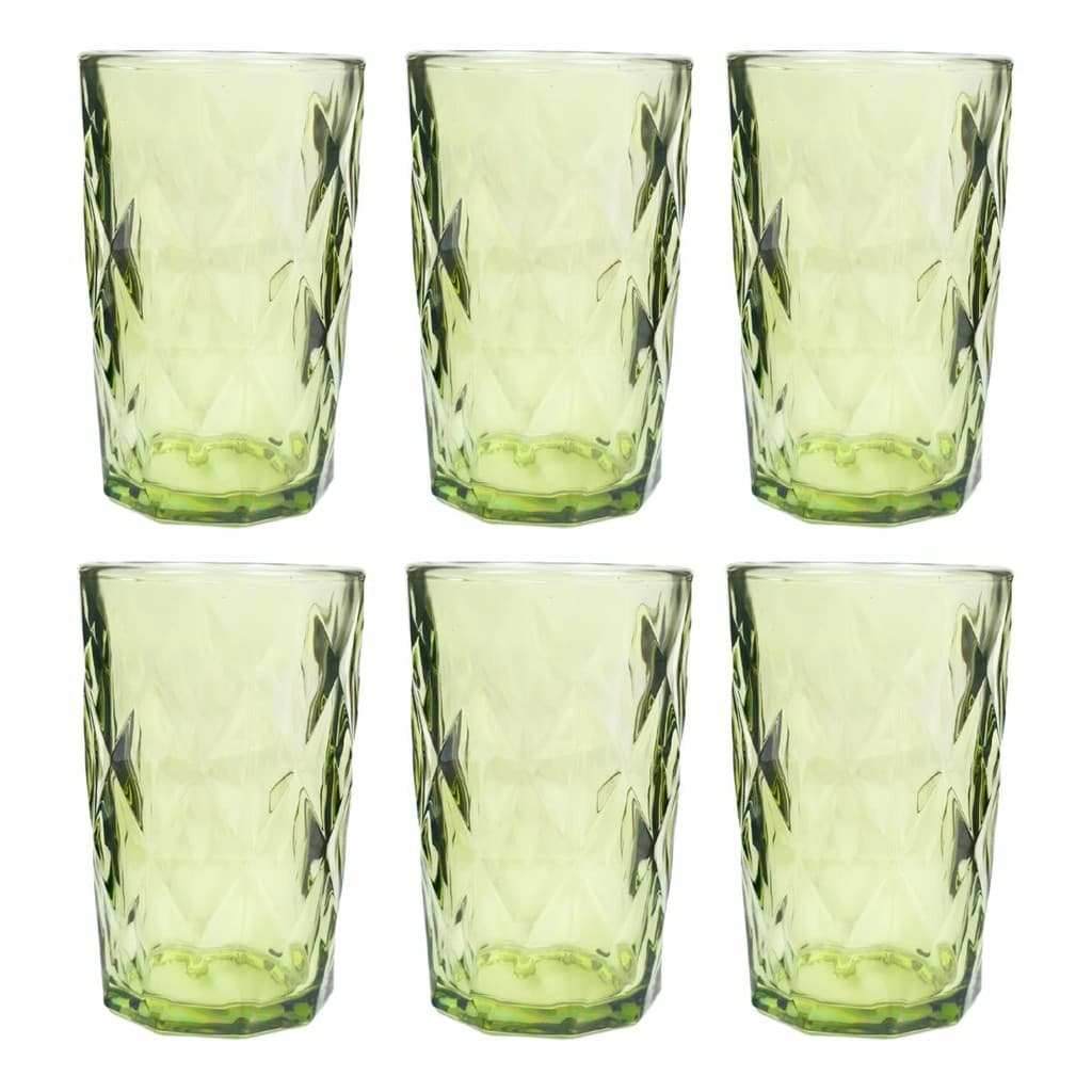 Jogo de 6 Copos de Vidro Luxo Stella 400 ml cada Verde Agua Sucos Refrigerante Resistente