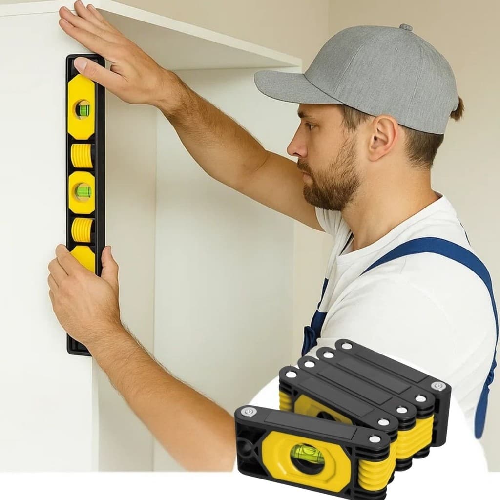 Nível Bolha Profissional Dobrável 45°90°180° Base Magnética