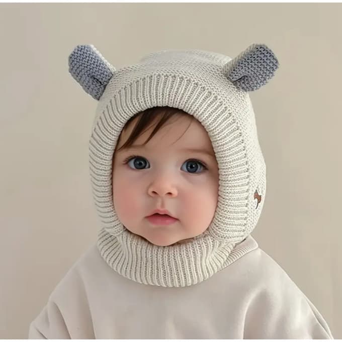 1 Peça Gorro de Inverno Infantil com Bordado Fofo de Filhote de Cachorro e Desenho de Orelha, Boné de Malha Cartoon