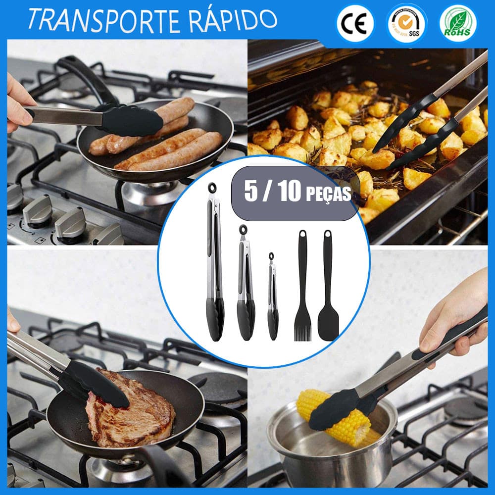 5/10 peças clipe de comida de silicone clipe de aço inoxidável espátula de silicone escova de silicone