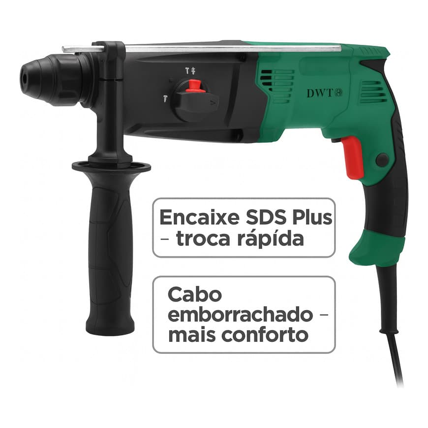 Martelete Perfurador 800w Dwt Sds Plus Com Maleta Verde 50 Hz / 60 Hz