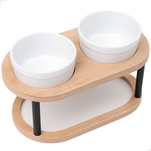 Comedouro Pet Bebedouro Cachorro Gato Elevado 2 Potes Tam M Marrom-claro