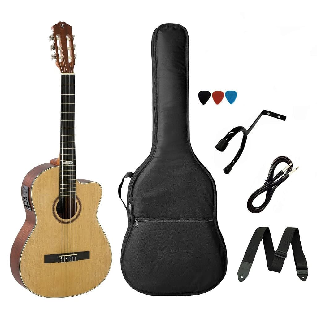 Kit Violão Strinberg Sc200 Náilon Elétrico Natural Fosco