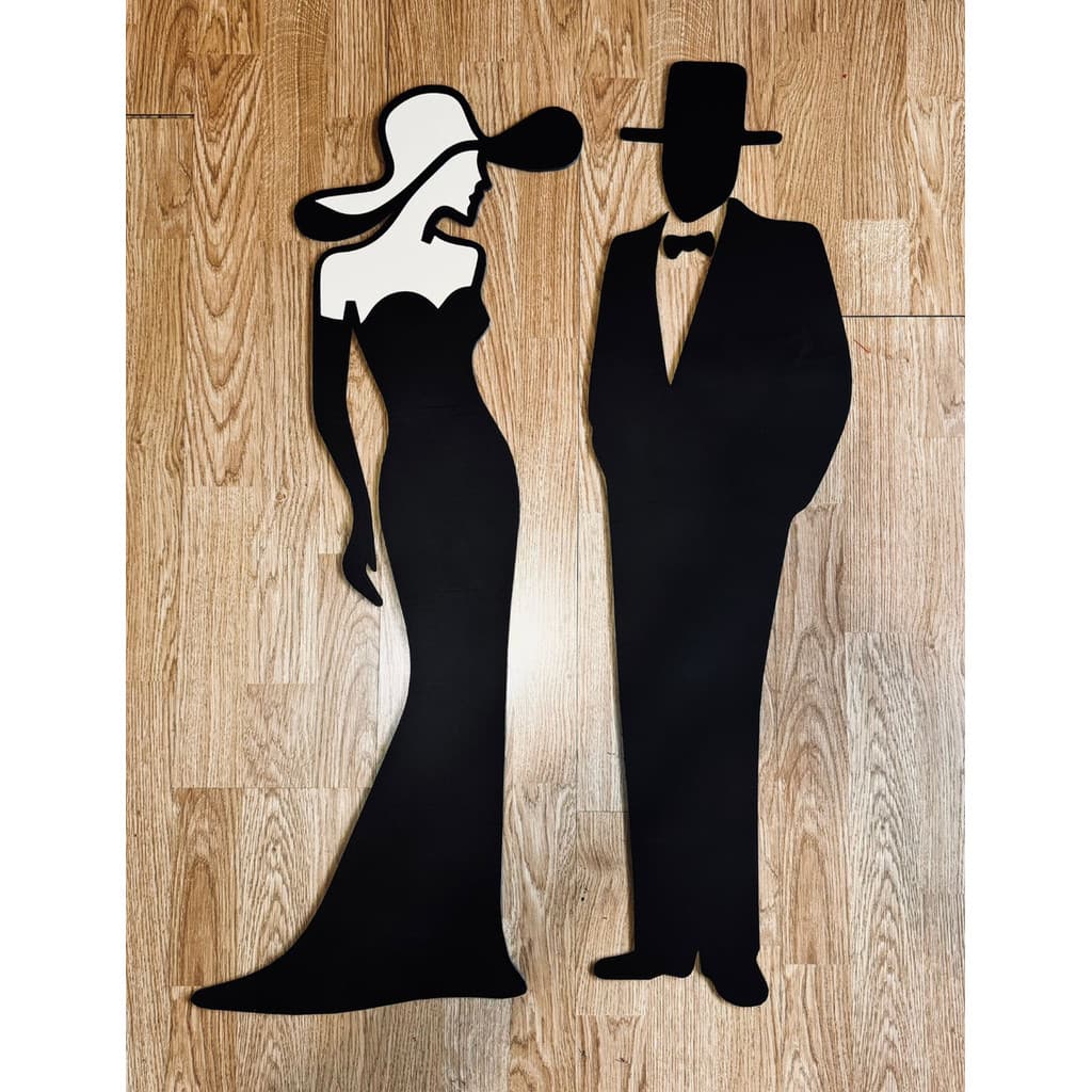 Kit Placa Banheiro Masculino Feminino Cor Preto Branco 24cm